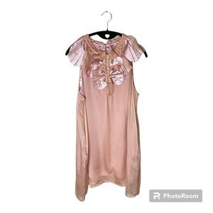 Forever 21 Chiffon Sheer Short Dress with Pockets Fringe‎ Neckline